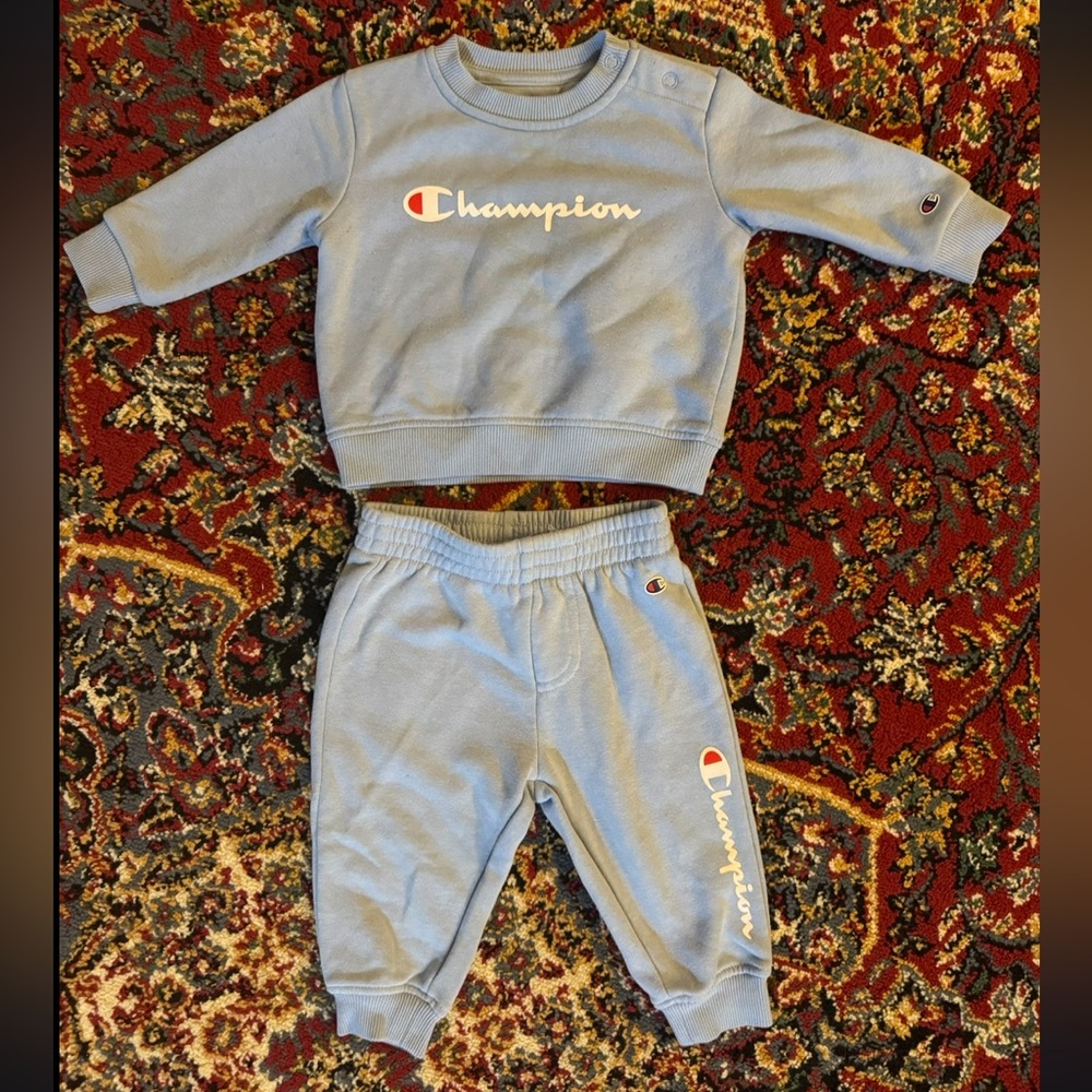 Champion Kids Sky Blue Crewneck Set.